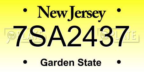 7SA2437 New Jersey License Plate