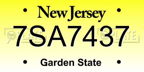 7SA7437 New Jersey License Plate