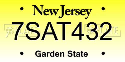 7SAT432 New Jersey License Plate