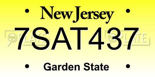 7SAT437 New Jersey License Plate