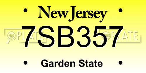 7SB357 New Jersey License Plate