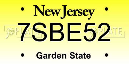 7SBE52 New Jersey License Plate