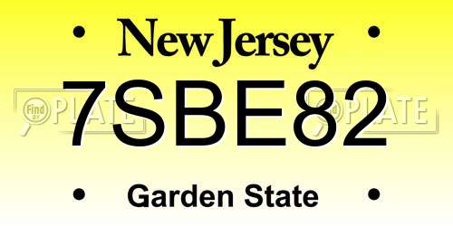 7SBE82 New Jersey License Plate