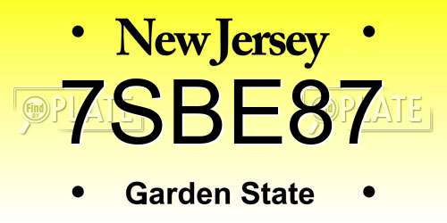 7SBE87 New Jersey License Plate