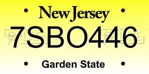 7SBO446 New Jersey License Plate