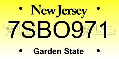 7SBO971 New Jersey License Plate