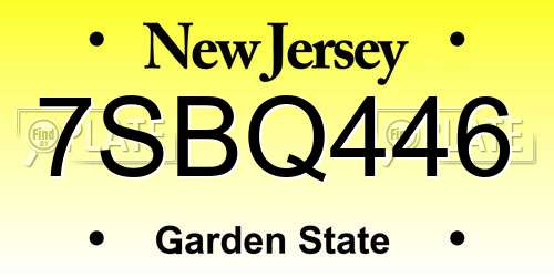 7SBQ446 New Jersey License Plate