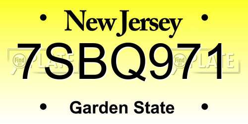 7SBQ971 New Jersey License Plate