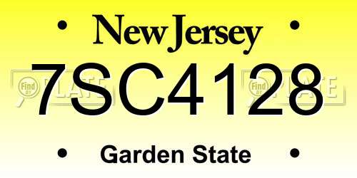 7SC4128 New Jersey License Plate