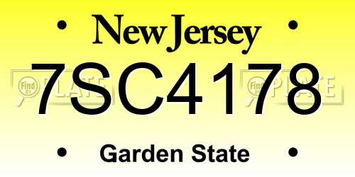 7SC4178 New Jersey License Plate