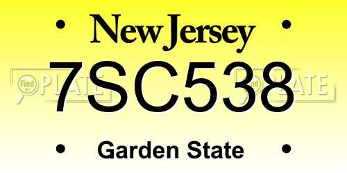 7SC538 New Jersey License Plate