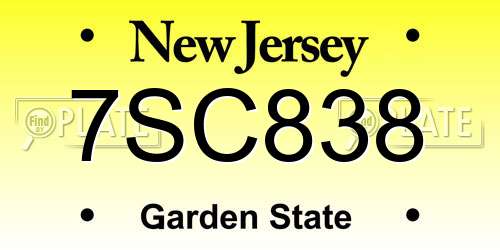 7SC838 New Jersey License Plate