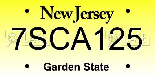 7SCA125 New Jersey License Plate