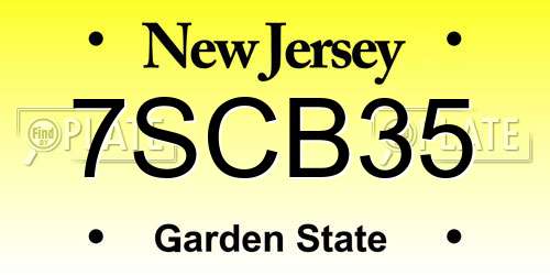7SCB35 New Jersey License Plate