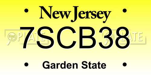 7SCB38 New Jersey License Plate