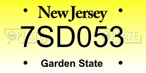 7SD053 New Jersey License Plate