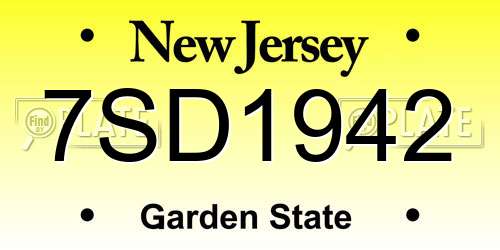 7SD1942 New Jersey License Plate