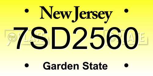 7SD2560 New Jersey License Plate
