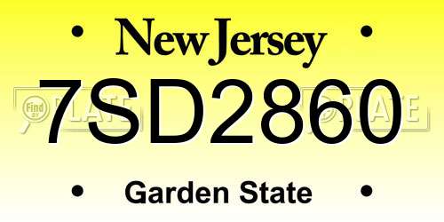 7SD2860 New Jersey License Plate