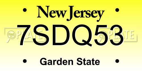 7SDQ53 New Jersey License Plate