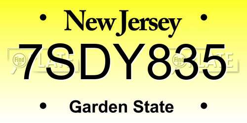 7SDY835 New Jersey License Plate
