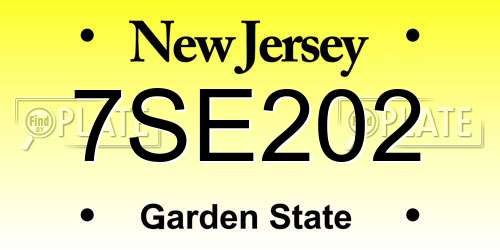 7SE202 New Jersey License Plate