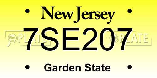7SE207 New Jersey License Plate