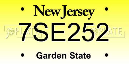 7SE252 New Jersey License Plate