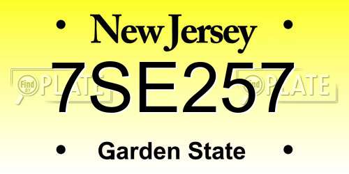 7SE257 New Jersey License Plate