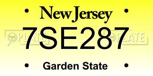 7SE287 New Jersey License Plate