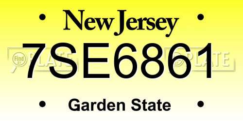 7SE6861 New Jersey License Plate