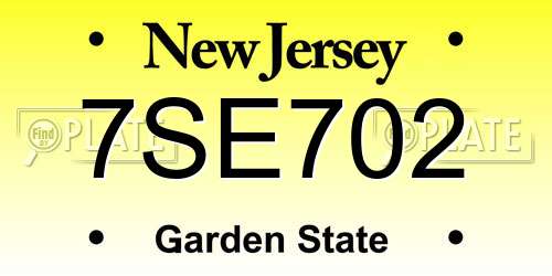 7SE702 New Jersey License Plate