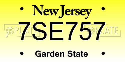 7SE757 New Jersey License Plate