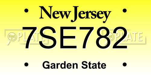 7SE782 New Jersey License Plate