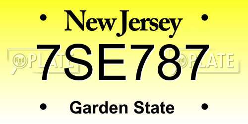 7SE787 New Jersey License Plate