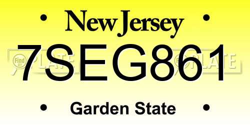 7SEG861 New Jersey License Plate