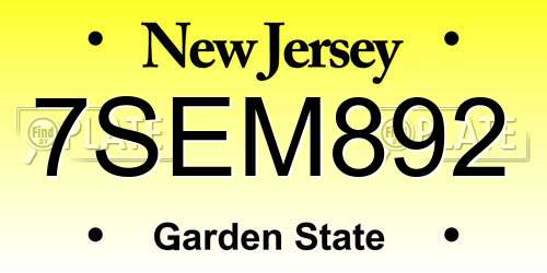 7SEM892 New Jersey License Plate