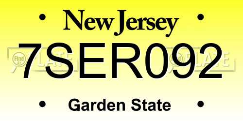 7SER092 New Jersey License Plate