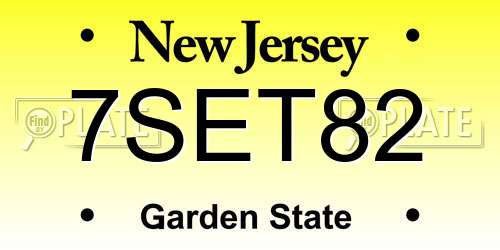 7SET82 New Jersey License Plate