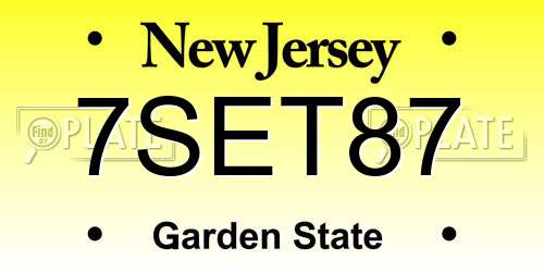 7SET87 New Jersey License Plate