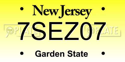 7SEZ07 New Jersey License Plate