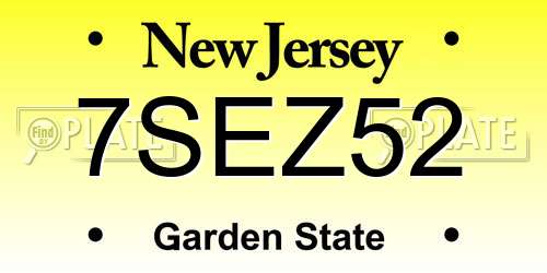 7SEZ52 New Jersey License Plate