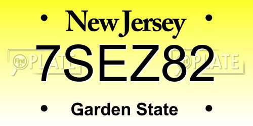 7SEZ82 New Jersey License Plate