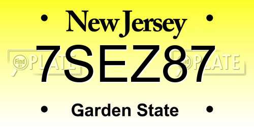 7SEZ87 New Jersey License Plate