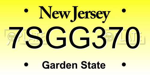 7SGG370 New Jersey License Plate