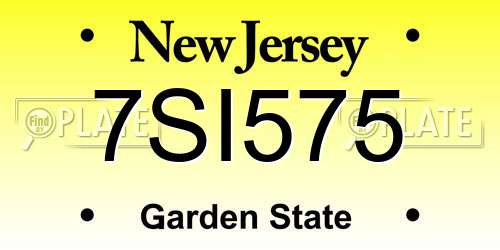 7SI575 New Jersey License Plate