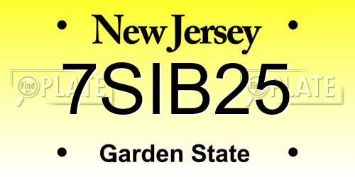 7SIB25 New Jersey License Plate