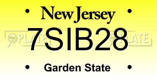 7SIB28 New Jersey License Plate