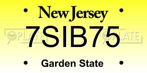 7SIB75 New Jersey License Plate