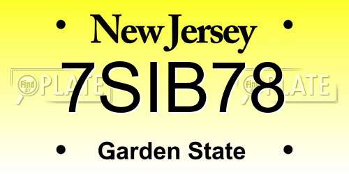 7SIB78 New Jersey License Plate